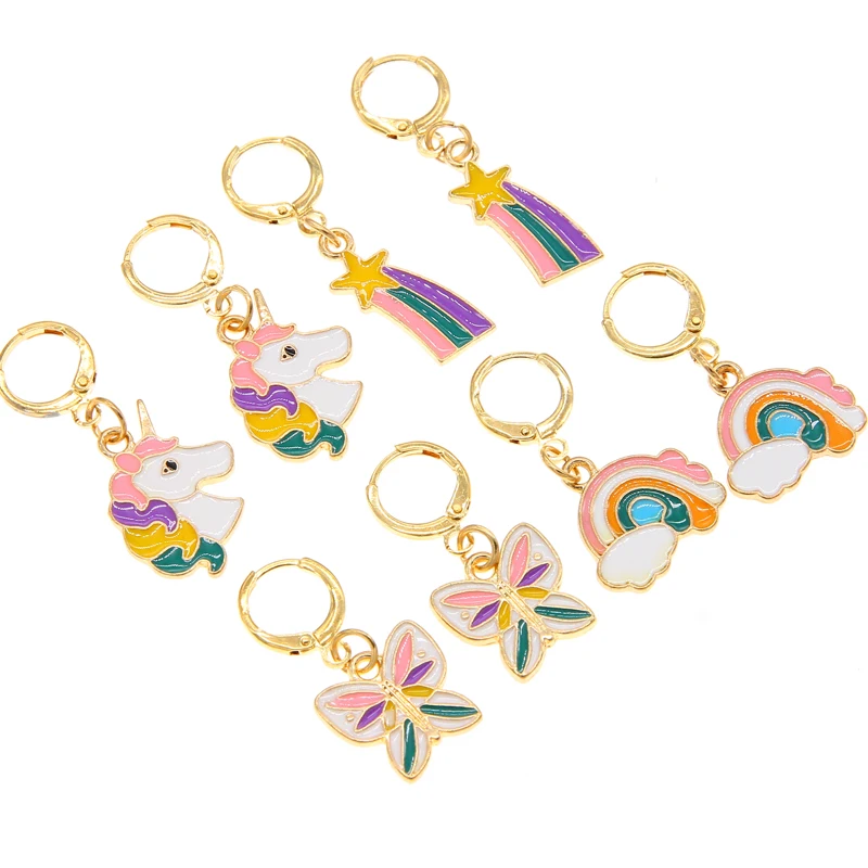 Изысканная индивидуальность Красочная радуга Женская милая бабочка серьги