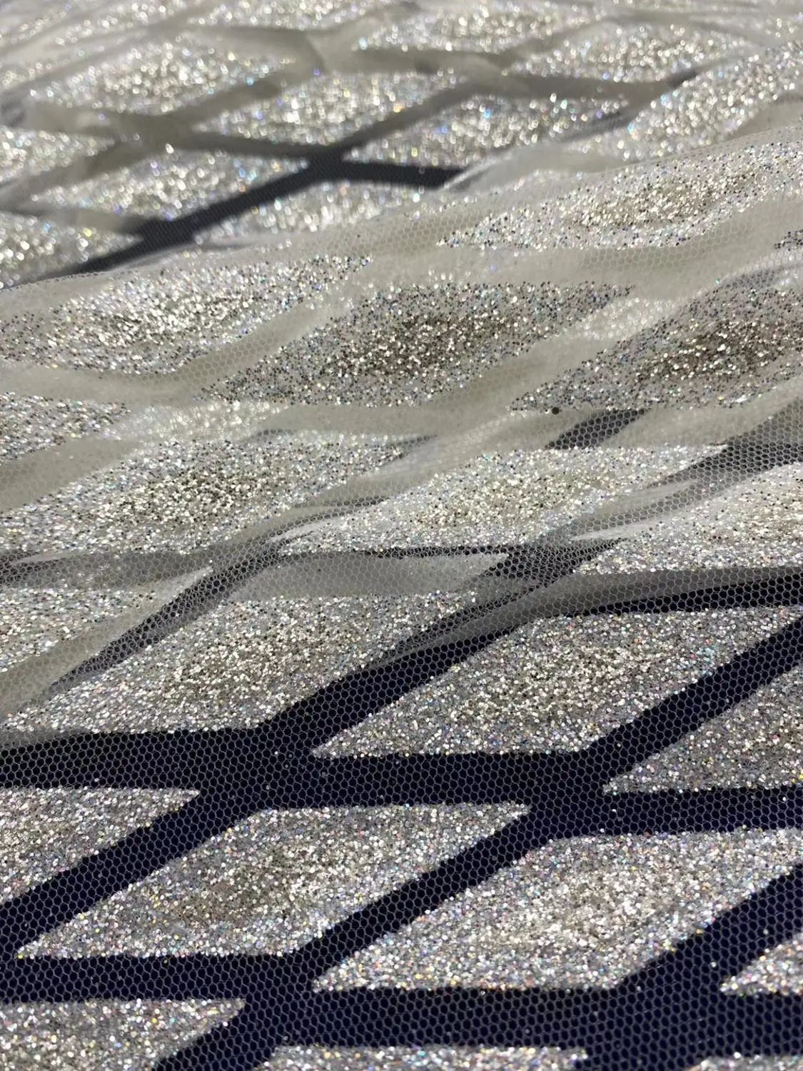 

Luxury Fuchsia Shiny Sequin Lace Fabric For Evening Gown Materials Elegant White Wedding Dress Glitter Glued Tulle Mesh