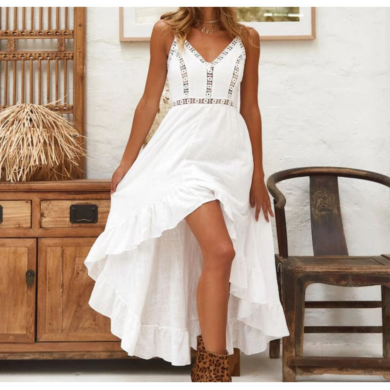 ZOGAA белое кружевное платье без рукавов для девочек вечерние женские пляжные