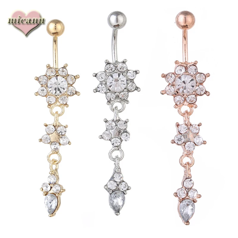 Женские Модные гвозди из сплава для пупка блестящие кулоны в форме цветка