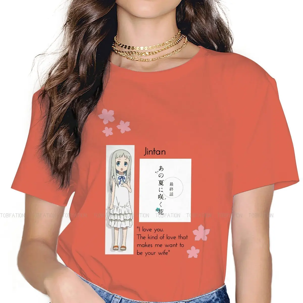 

Menma's Quote Apparel Essential Hip Hop TShirt Anohana Printing Tops Leisure T Shirt Women Short Sleeve Unique