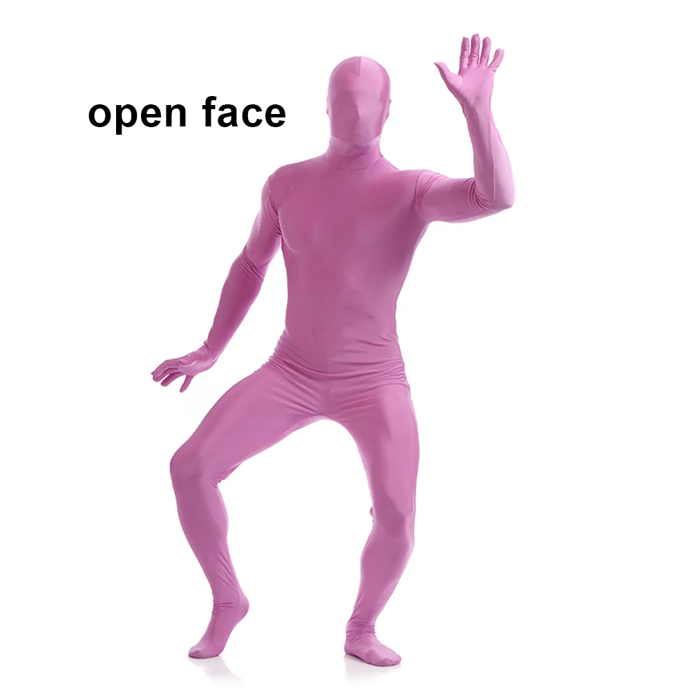 Костюм с открытым лицом Pink Joji Zentai костюмы на Хэллоуин Взрослый комбинезон