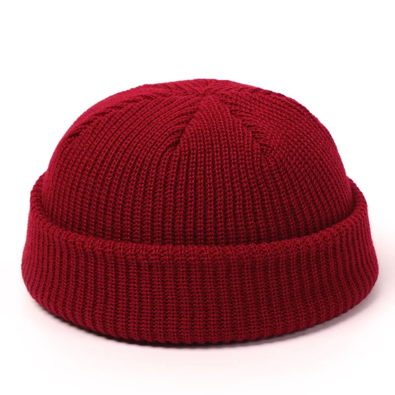 

Knitted Hats for Women Skullcap Men Beanie Hat Winter Retro Brimless Baggy Melon Cap Cuff Docker Fisherman Beanies Hats For Men