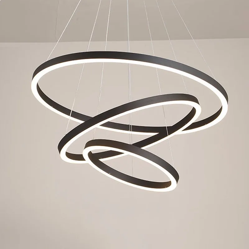 Современный роскошный подвесной светильник LED Circle Light для гостиной, вешалки, спальни, люстры, освещение для ресторана с возможностью регулировки яркости.