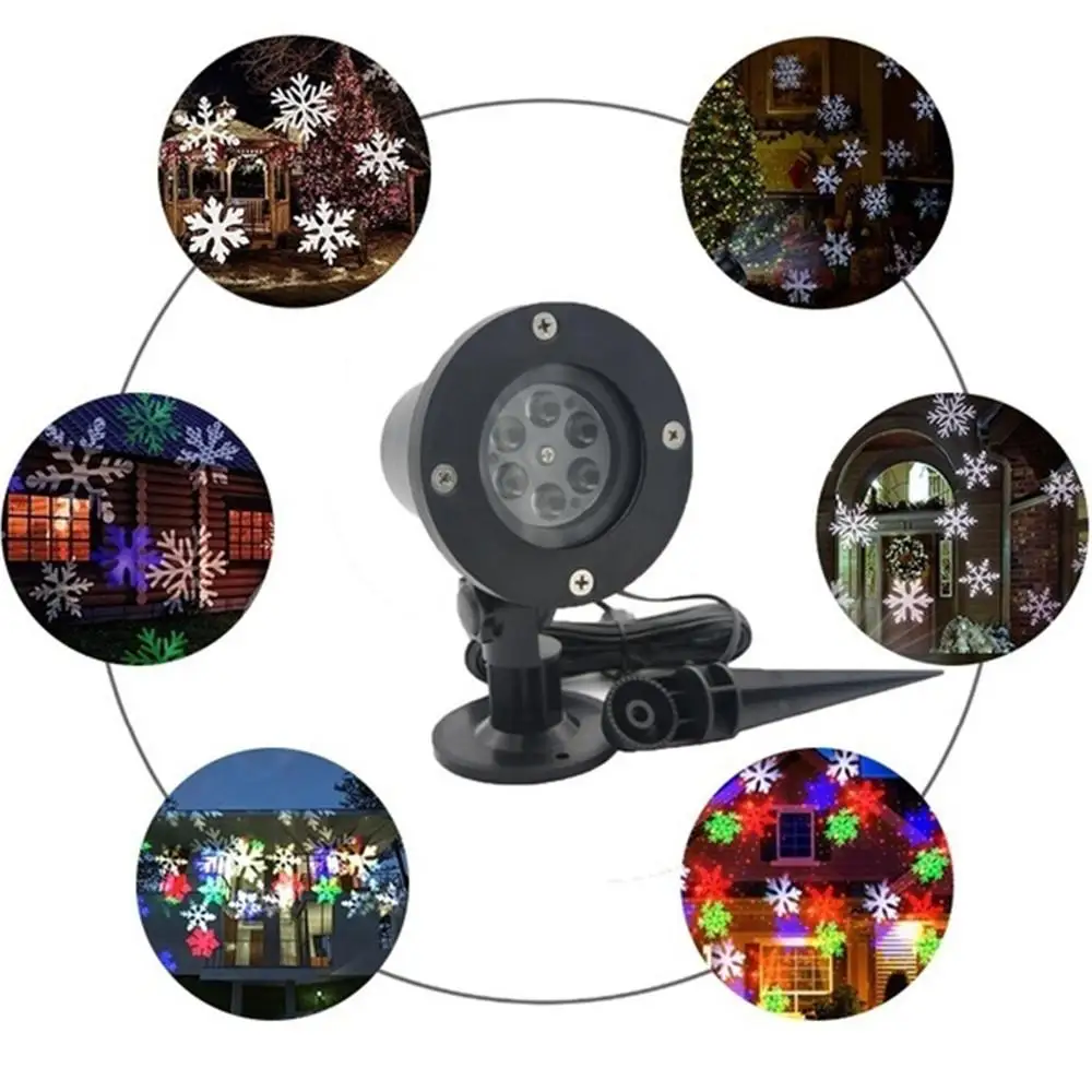 Рождественские снежинки лазерный светильник прожектор с эффектом снегопада 6