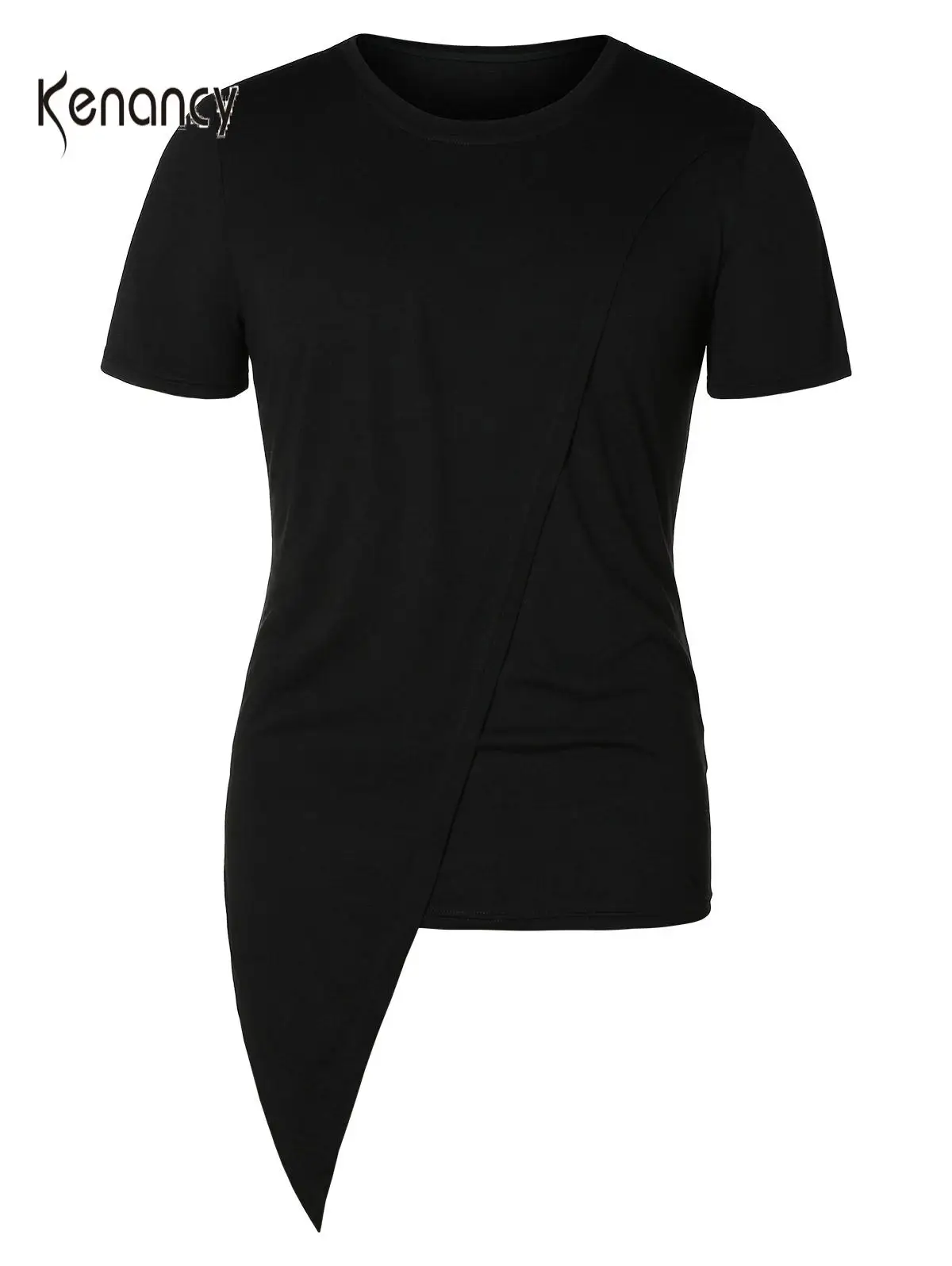 Мужские ассиметричные футболки Hemiks летние однотонные черные повседневные с