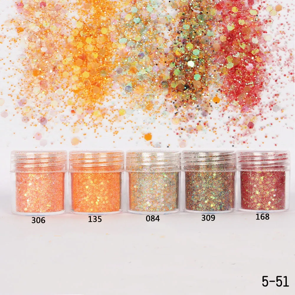 1Jar/коробка 10 мл медовый оранжевый красный цвет смешанный Блеск для ногтей