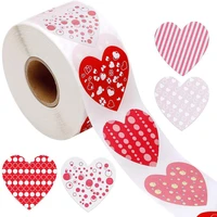 2 5cm 500pcs heart shaped valentines day stickers grid pattern packing stickers wedding party decorations handmade cookies bags