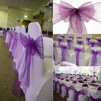 25pcslot organza chair cover sashes wide bow chair decoration wedding party banquet decor supplies 18275cm