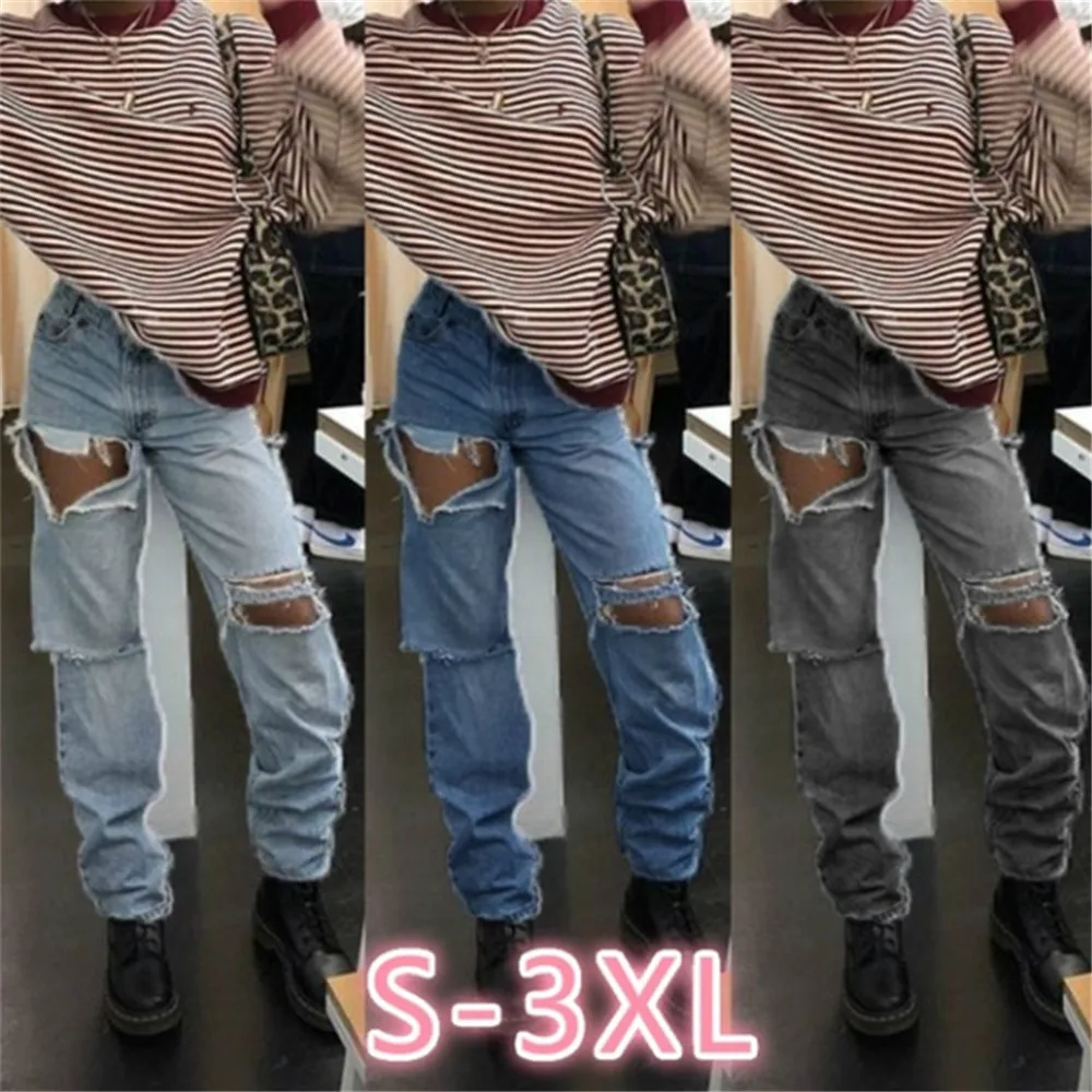 

Hip hop jeans ladies high waist jeans ripped pants ladies casual jeans ladies hot-selling jeans ladies slim pants retro jeans