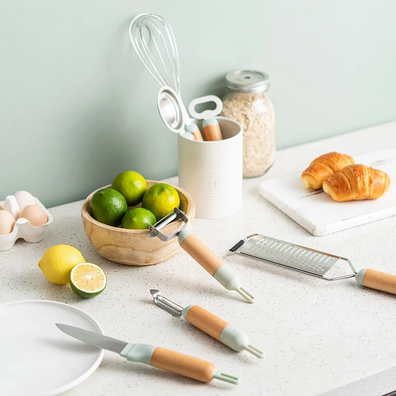 

Youpin Egg White Separator Whisk Longitudinal Horizontal Paring Knife Corkscrew Grater Wiper Stainless Steel Wood Kitchen Tools