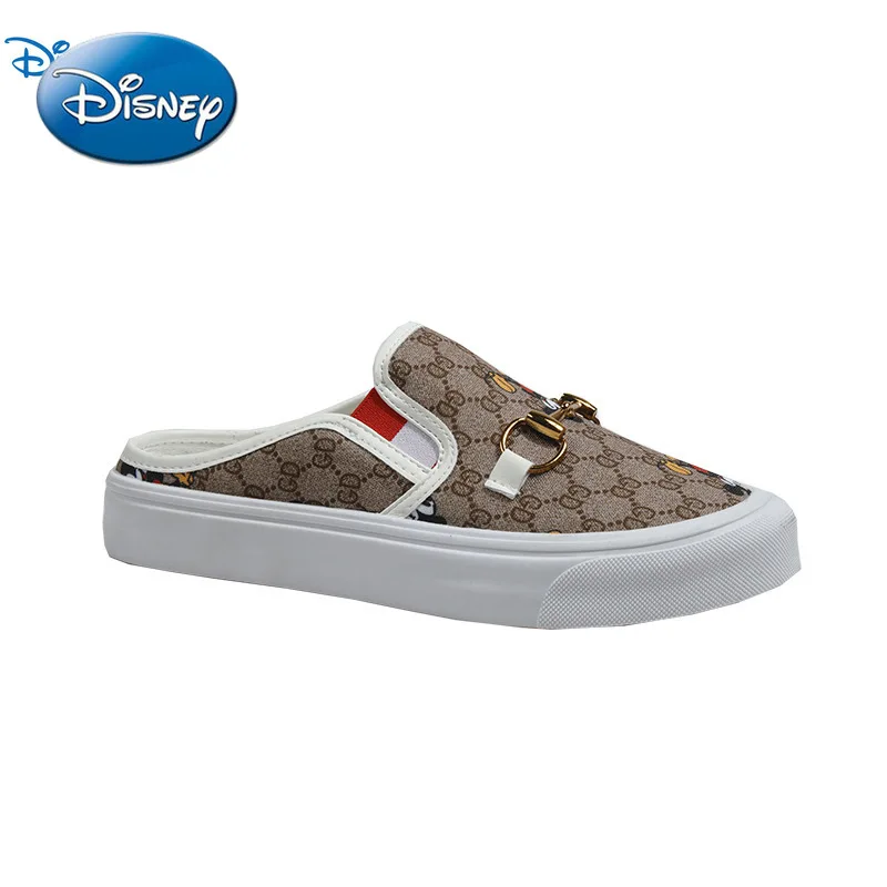 

Disney Mickey Mouse slippers female half-drag canvas shoes all-match lazy flat shoes