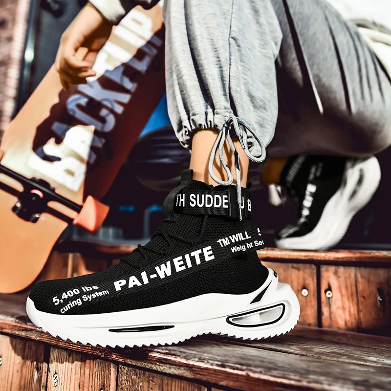 

High Top Men Running Shoes Designer Lace Up Platform Sock Shoes Men Trainers Walking Footwear Male Chaussure Homme Sneakers Men