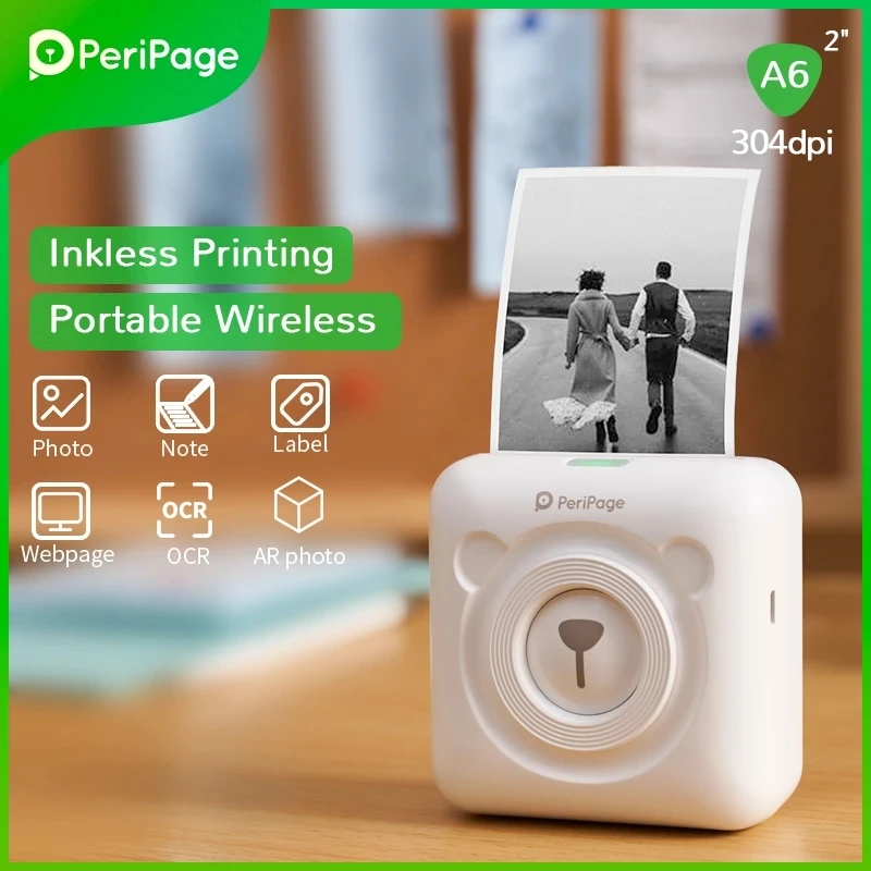 

Мини-принтер портативный с Bluetooth, 203 точек/дюйм, для Android/iOS/A6