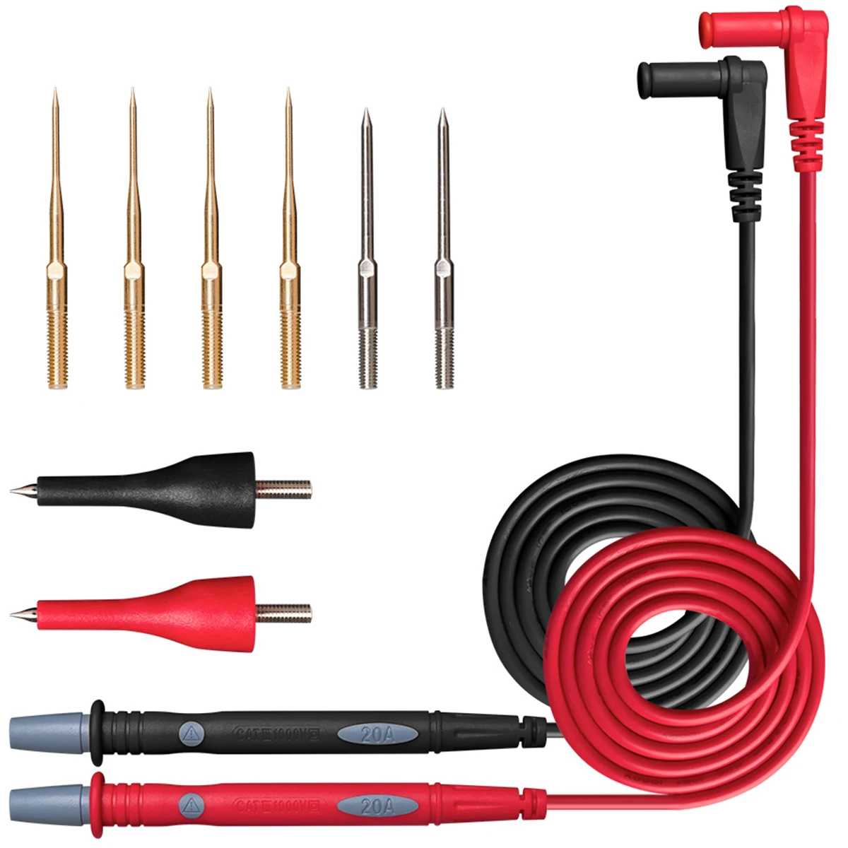 

1000V 20A Needle Point Probe Test Leads Pin Tip Test Cord for Digital Multimeters