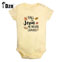 fall for jesus he never leaves baby boys fun rompers baby girls cute bodysuit infant short sleeves jumpsuit newborn soft clothes