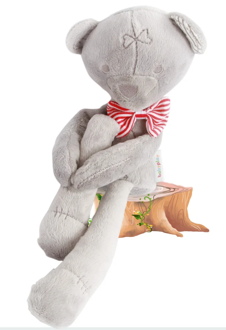 Red bow tie bear 1 шт. новая мультяшная плюшевая игрушка милый серый медведь детская Успокаивающая кукла детская спальная плюшевая кукла 42 см Высота 2 цвета галстук-бабочка для 0M - Цвет: Red bow tie bear