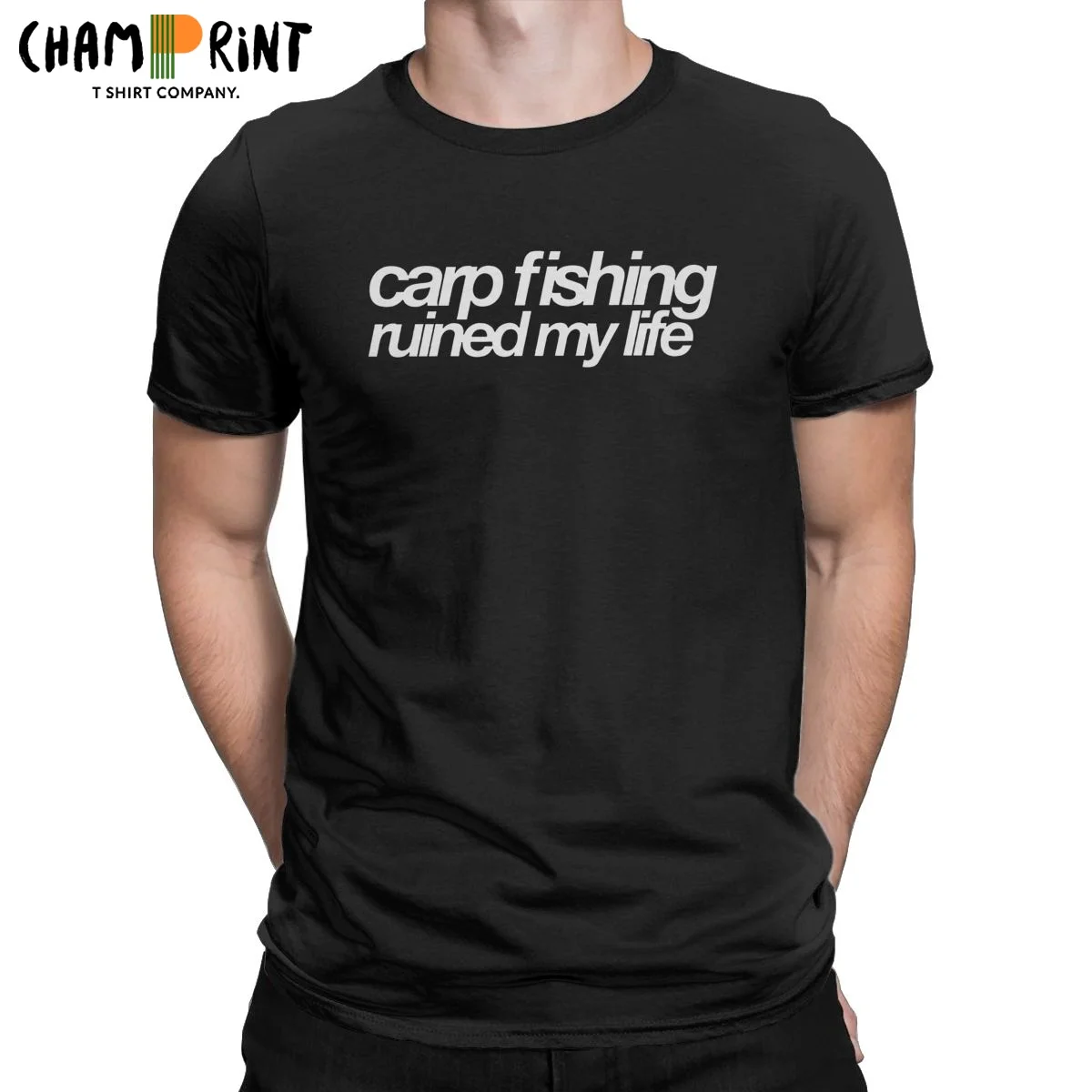 Carp Fishing Ruined My Life T Shirts for Men 100% Cotton Novelty T-Shirt Round Neck Fish Fisherman Tees Clothing Summer