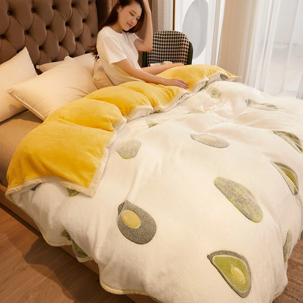 

Flannel Quilt Cover Winter Soft Warm Coral Fleece Home Textiles 1pcs Thickening Warm Duvet Bedding Cover Throw Mechanical Wash