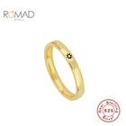 ROMAD Для женщин с изображением солнца, Луны шаблон Открытое кольцо 925 пробы серебряные кольца пара минималистичные тонкие круг драгоценного кольца ювелирные изделия, резьба S925