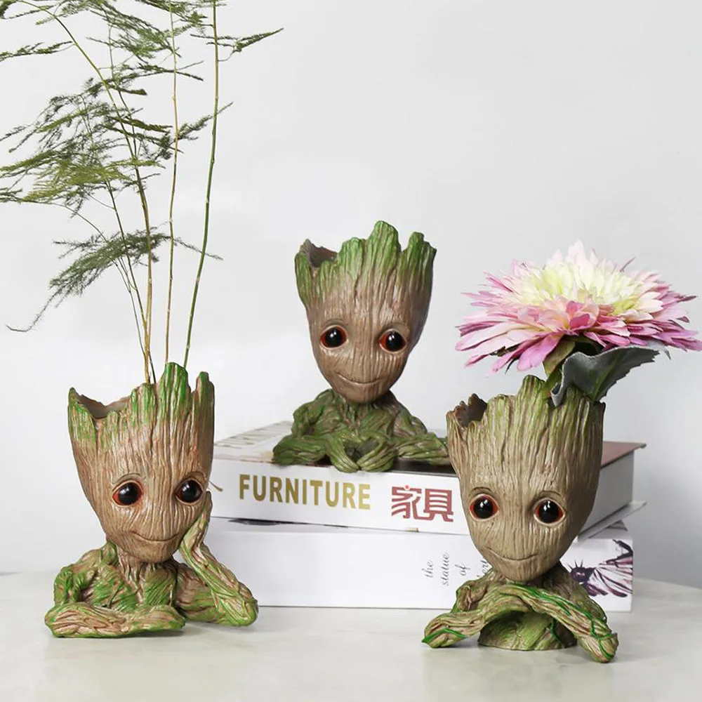 Strongwell Baby Groot цветочный горшок фигурки дерево человек милая модель игрушка ручка