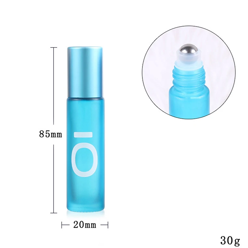 

1PCS 10ml Solid Color Thick Glass Roll On Essential Oil Empty Perfume Bottles Roller Ball Travel Use Necessaries