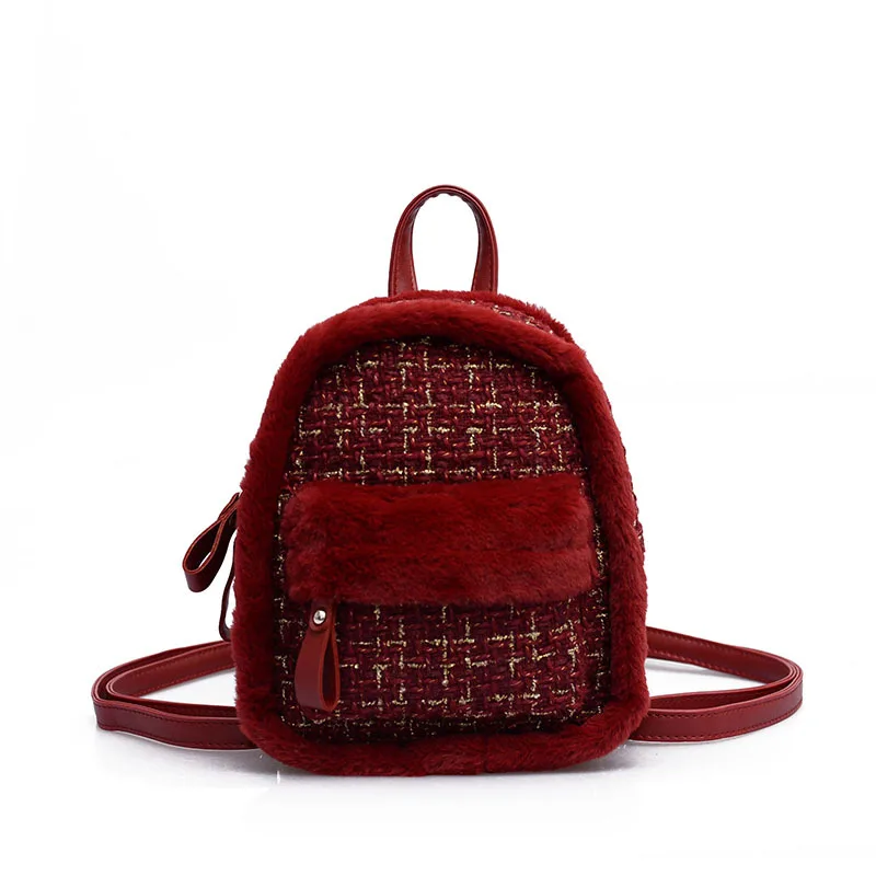 Маленькая женская сумка новинка осень зима 2019 меховая шерстяная Сетчатая Сумка