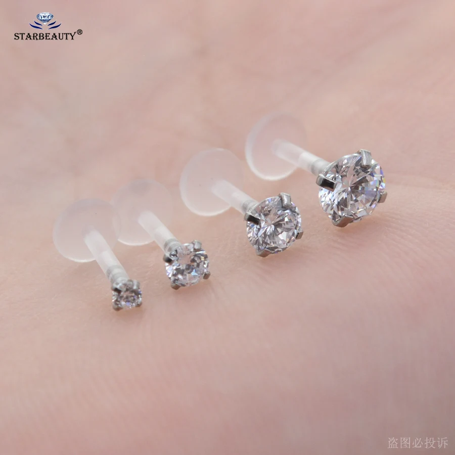 Starbeauty 1 шт. 16G 2/3/4/5 мм прозрачный бар кольцо-гвоздик в нос спираль козелка пирсинг ореха Лабрет, украшение для пирсинга кольцо для губ уха сережки для пирсинга