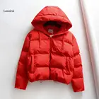 Зимние парки с капюшоном, женская теплая красная куртка, куртка с хлопковой подкладкой, Женское пальто, утепленная повседневная женская короткая куртка-пуховик