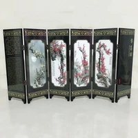 48x24cm 6 panels mini folding wood screen chinese style gift view home tabletop decoration doll room partition divider screen