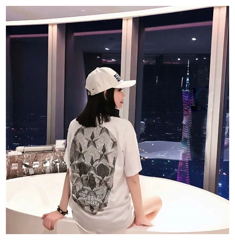

Japanese fashion brand 2020 new dark street style T-shirt lovers loose oversize diamond skull cotton short sleeve men and women