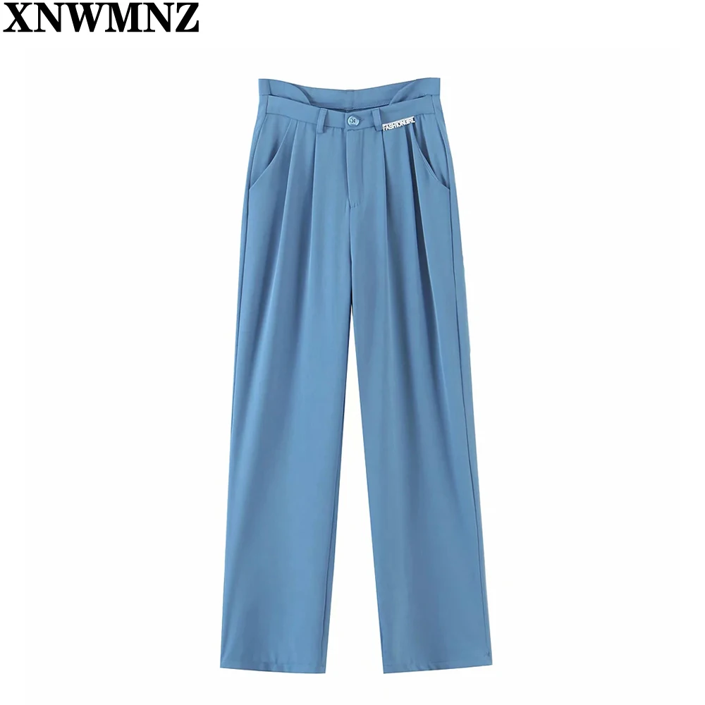 

2021 Spring Trouser Suits High Waisted Pants Women Fashion Office White Pants Chic Button Zip Elegant Black Casual Woman Pants