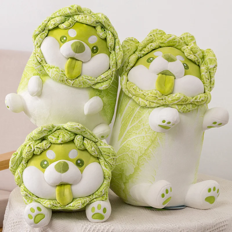 

25~55cm New Lying&Sitting Cabbage Green Shiba Inu Dog Doll Cute Vegetable Animal Plush Toy Children Present