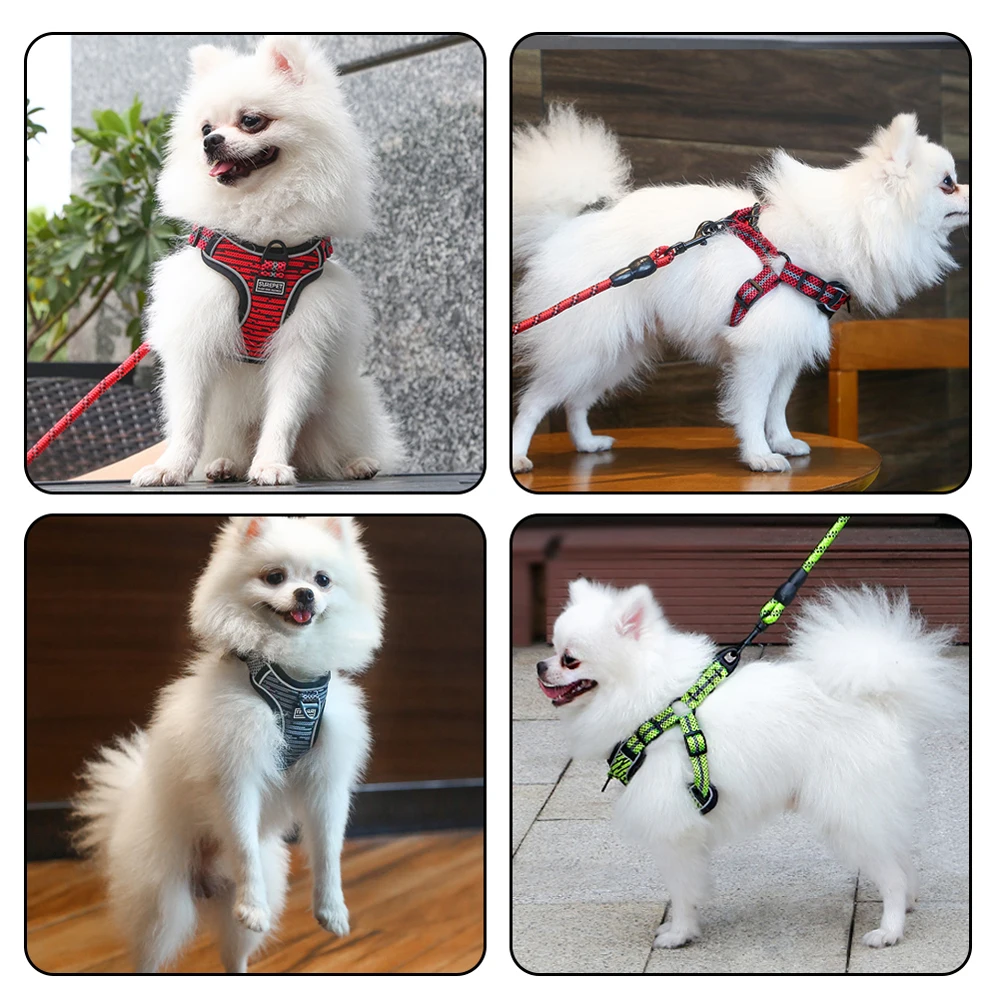 Сетчатая шлейка жилетка для собак светоотражающая тренировочная поводок
