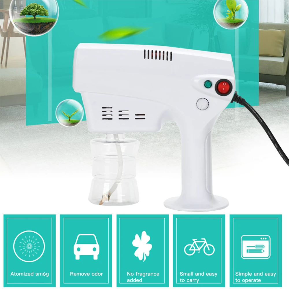 

1200W UK/US/EU Plug Handheld Atomization Disinfection Fog Machine Home Disinfection Blue Ligh Nanos Steam Gun Hair Spray Machine