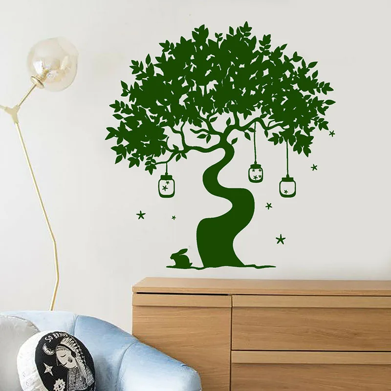 

Magic Tree Wall Decal Fairytale Rabbit Vinyl Window Stickers Art Kids Bedroom Nursery Home Decoration Natural Art Wallpaper E670