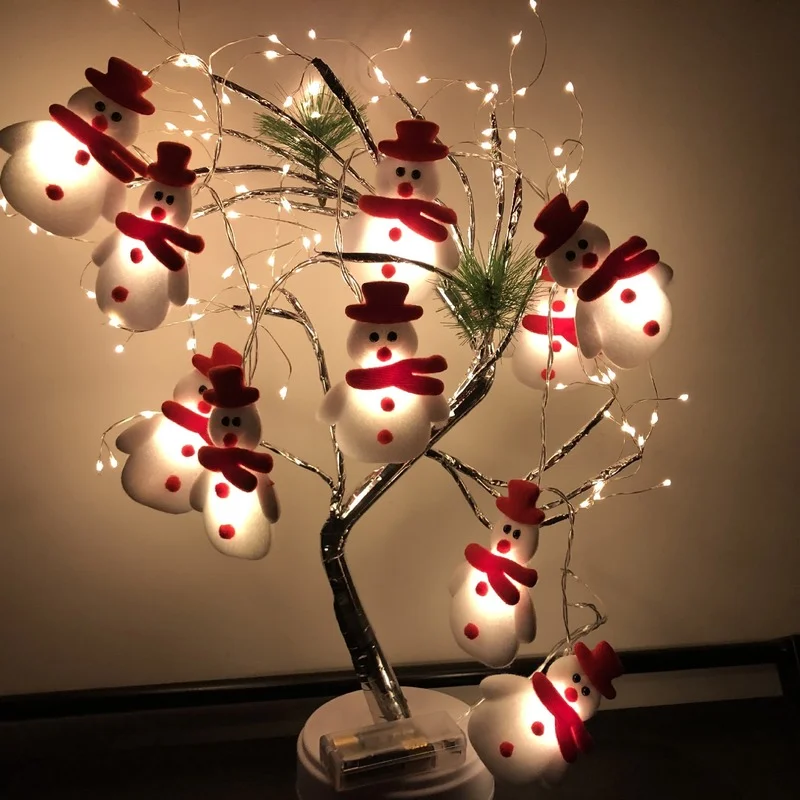 

1.6m 10 LED Santa Claus Snowman LED Garland Light Christmas Tree Ornaments Christmas Decorations for Home Navidad New Year 2022