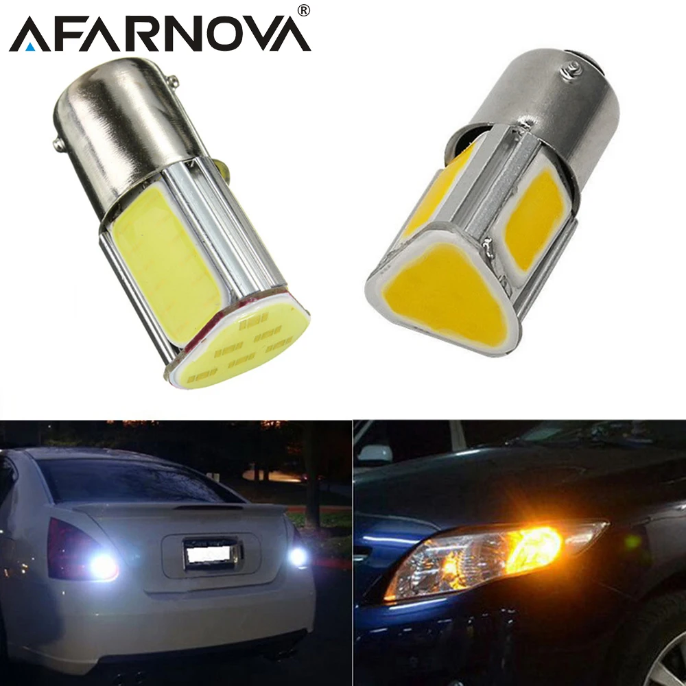 P21W Ba15S 1156 LED 4 COB Car Turn Signal Lights DRL Bay15D 1157 Tail Brake Reversing Bulb High Bright DC 12V White Yellow Lamps |