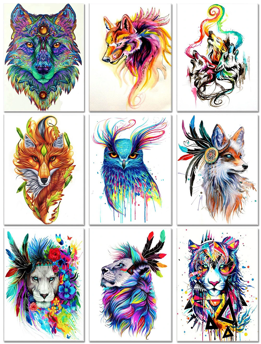 

5d Diy Diamond Painting Animal Fantasy Wolf Tiger Owl Diamond Embroidery Cross Stitch Diamond Mosaic Bird Mural Home Decoration