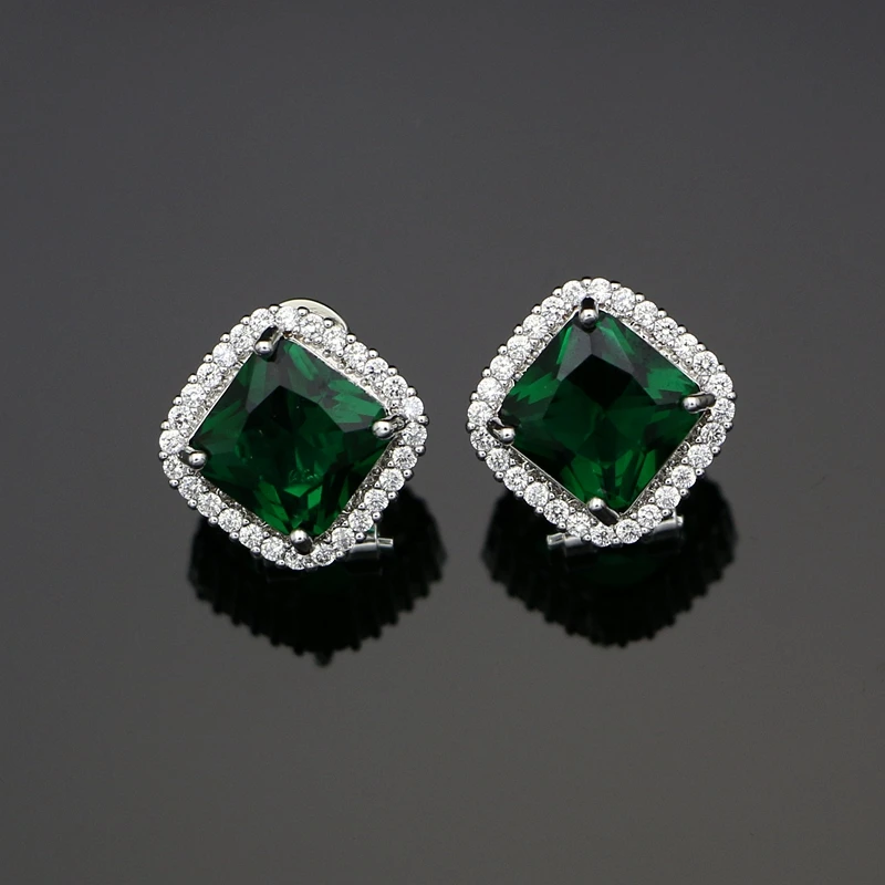 Геометрические Квадратные CZ Большой Камень бисер серьги 925 Серебряные для Для