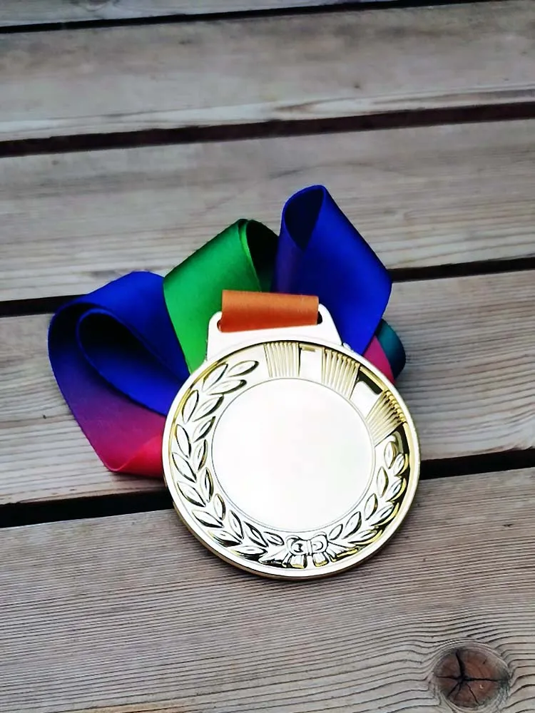 Пустые медали на уши пшеницы с цветной лентой 65 мм золотой серебряный медный цвет