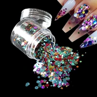 nail art nails 6gbucket size round 3d nail sequins 10 types of dot holographic laser nail decoration nails accessories