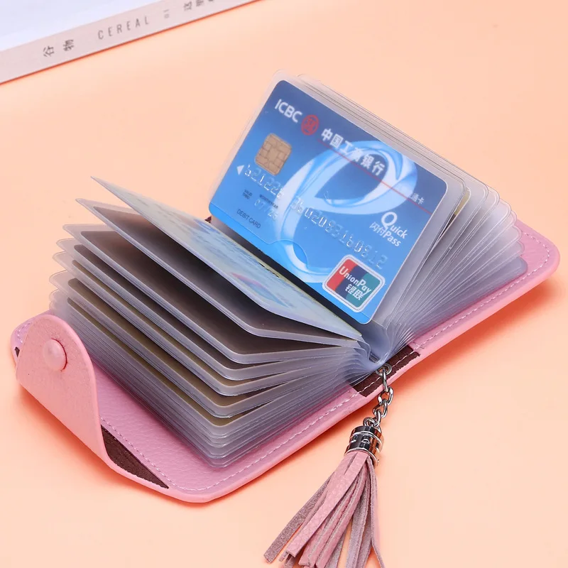 Credit Card Business Holder Women Genuine Leather Wallet Female Purse for Cards Cardholder Womens Bank Passport |