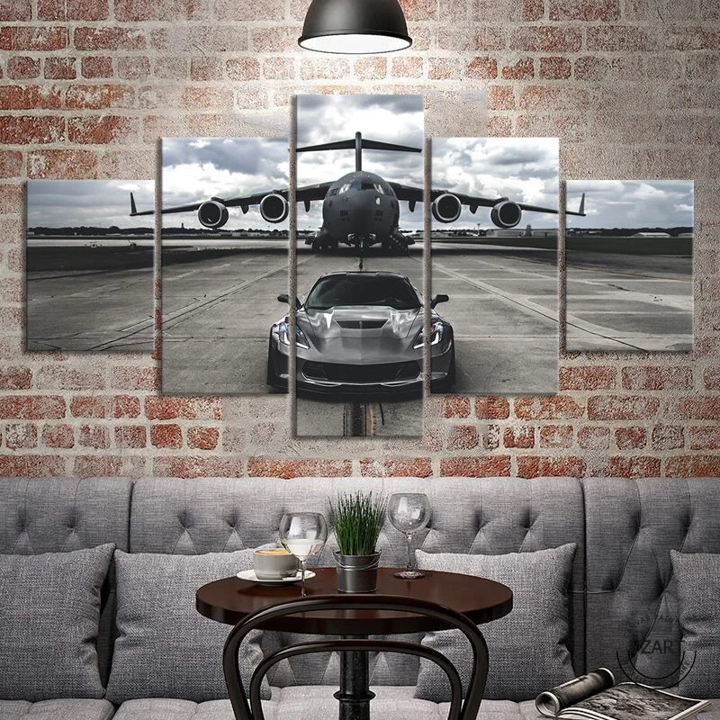 HD с принтом самолет спортивный автомобиль живопись на холсте номер Украшение
