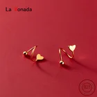 Ла Monada небольшой 925 пробы Серебряные серьги для Для женщин в виде геометрических фигур обручи Для женщин серьги в форме сердца спираль 925 Серебряные серьги