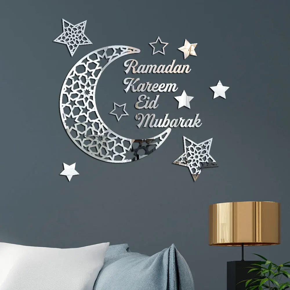 Мусульманский Рамадан Карим полумесяц узор акриловая Зеркальная Наклейка 3D