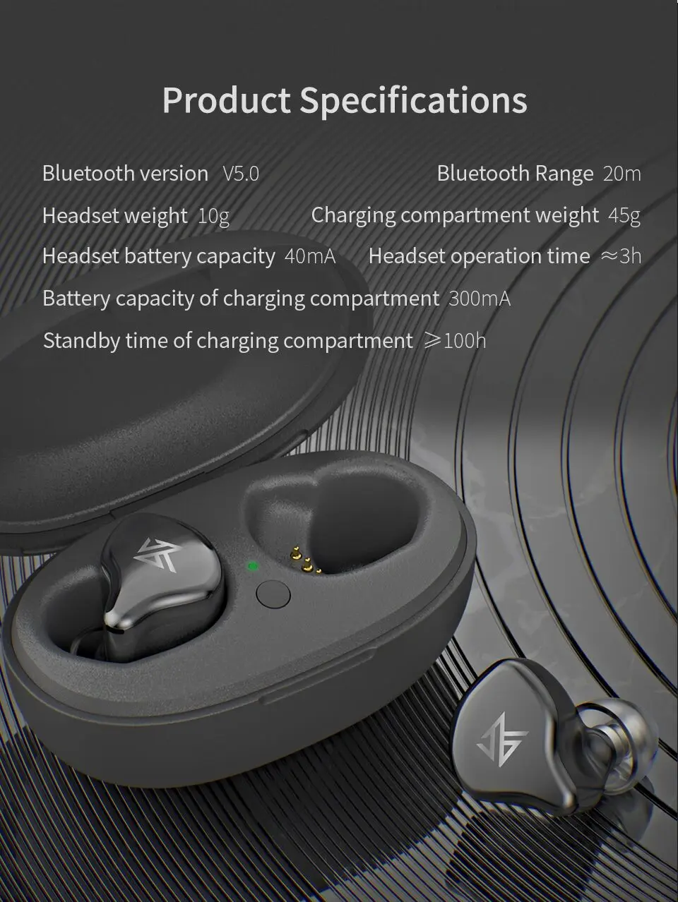 KZ S1D/S1 5,0 TWS Беспроводные наушники с сенсорным управлением Bluetooth гибридные наушники беспроводные наушники с шумоподавлением ZST ZSN E10 ZSX
