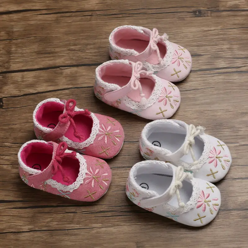 2019 милые туфли принцессы с бантом для новорожденных девочек Детские кроссовки