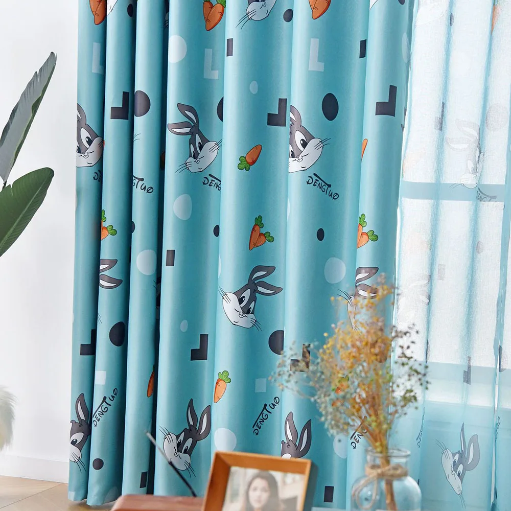 Светонепроницаемые шторы с изображением мультяшного кролика декор для детей