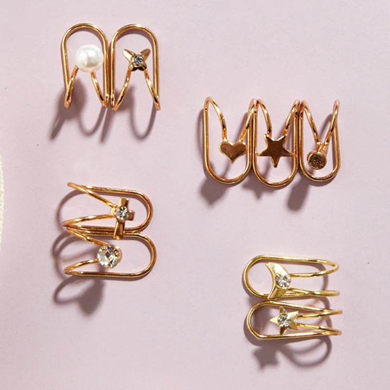 

Multiple Styles Geometric Stud Earrings Hot Sale New Fashion Ear Cuffs Gold Leaf Ear Cuff Earrings For Women No Piercing Fake